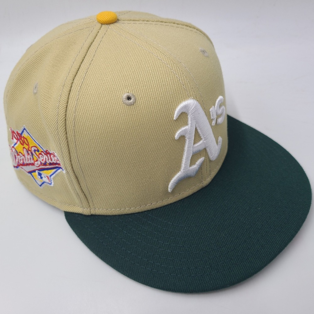 Oakland Athletics Hat Fitted 7 5/8 New Era 59Fifty Gold Green 1989 World Series